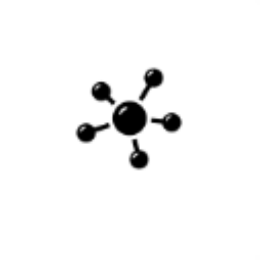 VCloud Casa logo mark: a black hub-and-spoke node symbol on a white square
